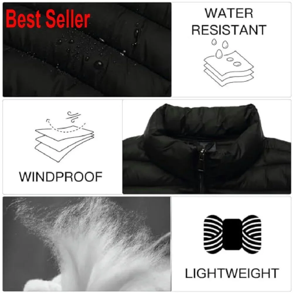 Men's Lightweight Puffer Vest Water-Resistant Golf Outdoor Winter Sleeveless